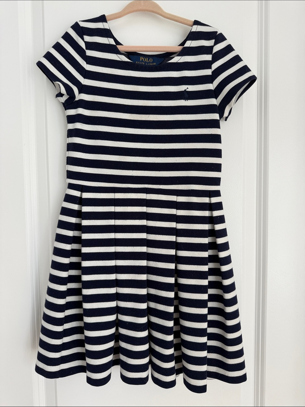Polo by Ralph Lauren Navy and White Striped Knit Dress